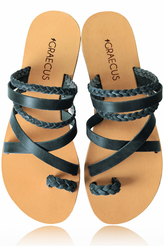 GRAECUS THEMIS Blue Leather Sandals
