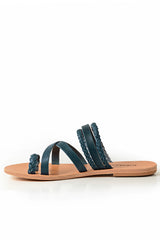 GRAECUS THEMIS Blue Leather Sandals