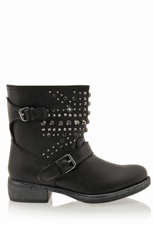 TIMELESS - ABBEY Black Studded Ankle Boots - Women Shoes Ankle Boots