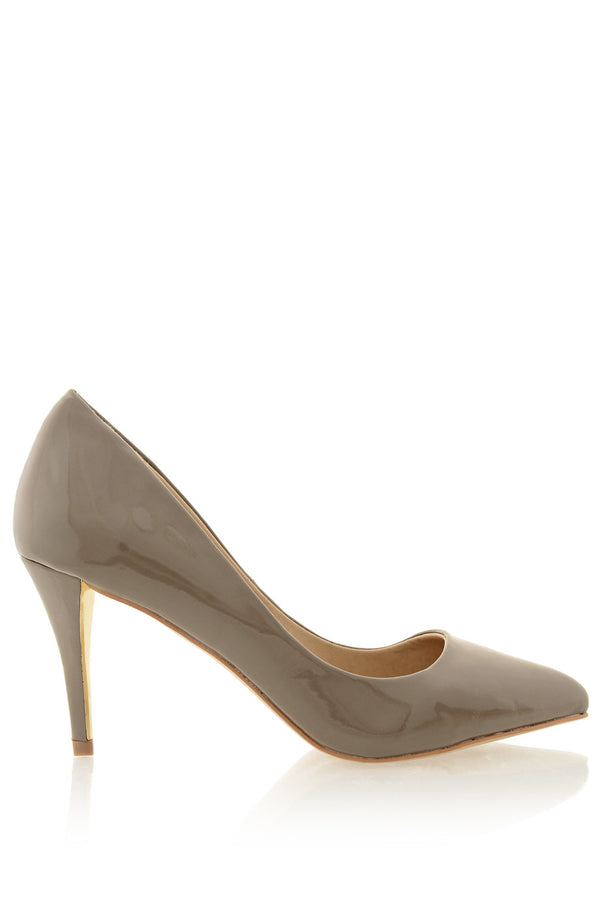 TIMELESS - AGNES Taupe Patent Court Pumps - Women Shoes - Heels