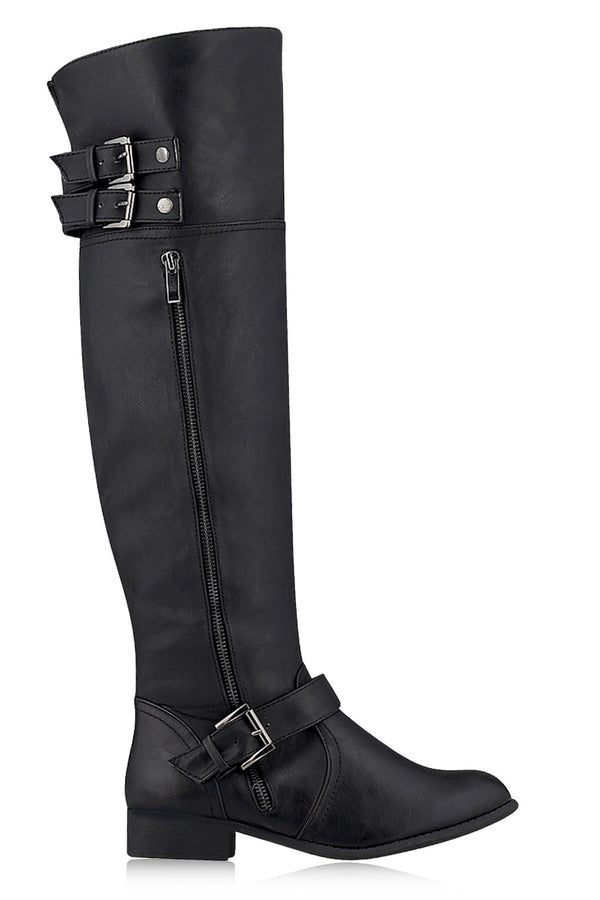 BASILIA Black Thigh-High Riding Boots