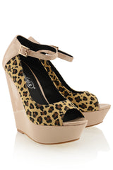 BOTINA Leopard Ankle Strap Wedges