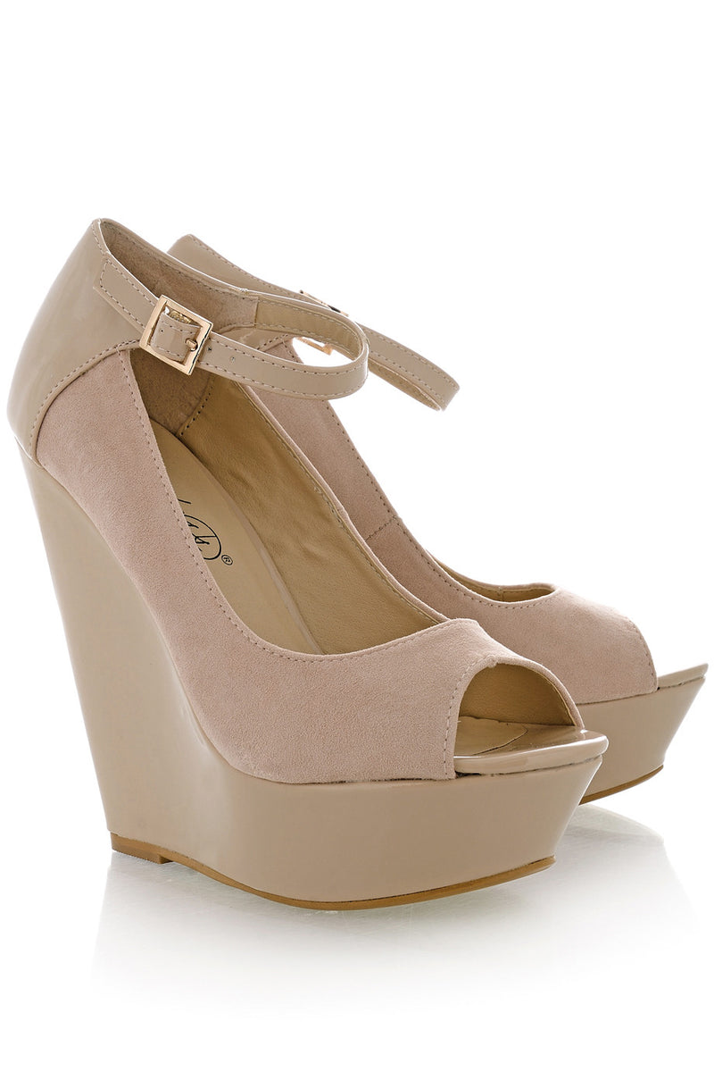 BOTINA Nude Ankle Strap Wedges