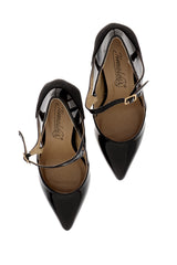 FELICIA Black Ankle Strap Court Shoes