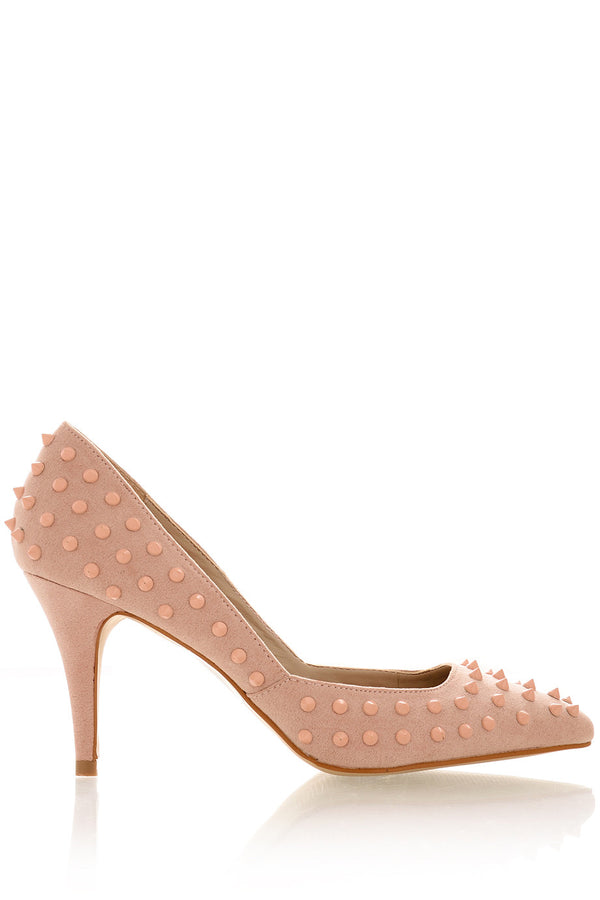 NELLIE Baby Pink Studded Pumps
