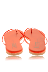 LIPGLOSSES Poppy Orange Leather Thong Sandals