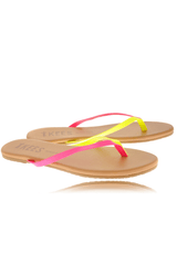 MIXED PALETTE Pink Citrus Leather Thong Sandals