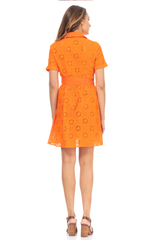 Πορτοκαλί Φόρεμα με Διάτρητα κεντήματα | Γυναικεία Ρούχα - Φορέματα - Andrea Bonetti