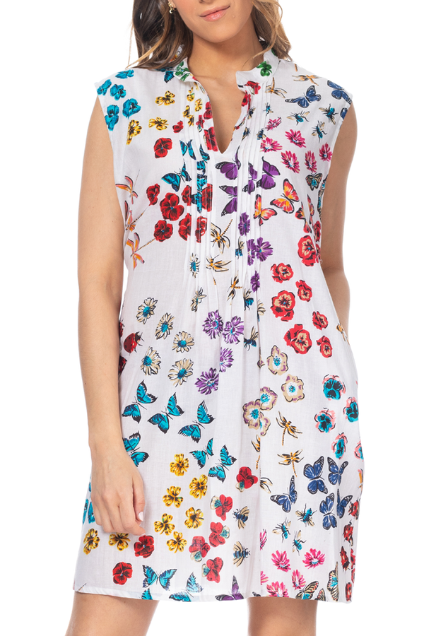 Αμάνικο Εμπριμέ Φόρεμα με Πεταλούδες | Γυναικεία Ρούχα - Φορέματα - Elodie