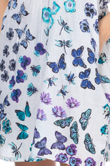 Μπλε Μωβ Αμάνικο Εμπριμέ Φόρεμα με Πεταλούδες | Γυναικεία Ρούχα - Φορέματα - Elodie
