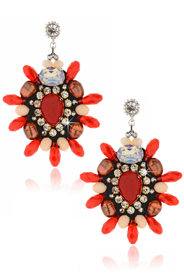 Melinda Red Crystal Earrings