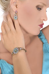 1001 NUITS Mint Flower Earrings