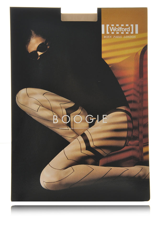 WOLFORD BOOGIE Striped Black Tights 9180