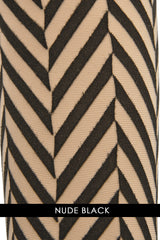 WOLFORD CENTRAL PARK Striped Nude Black Tights 9753