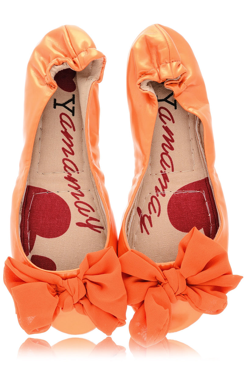 RIA Orange Patent Ballerinas