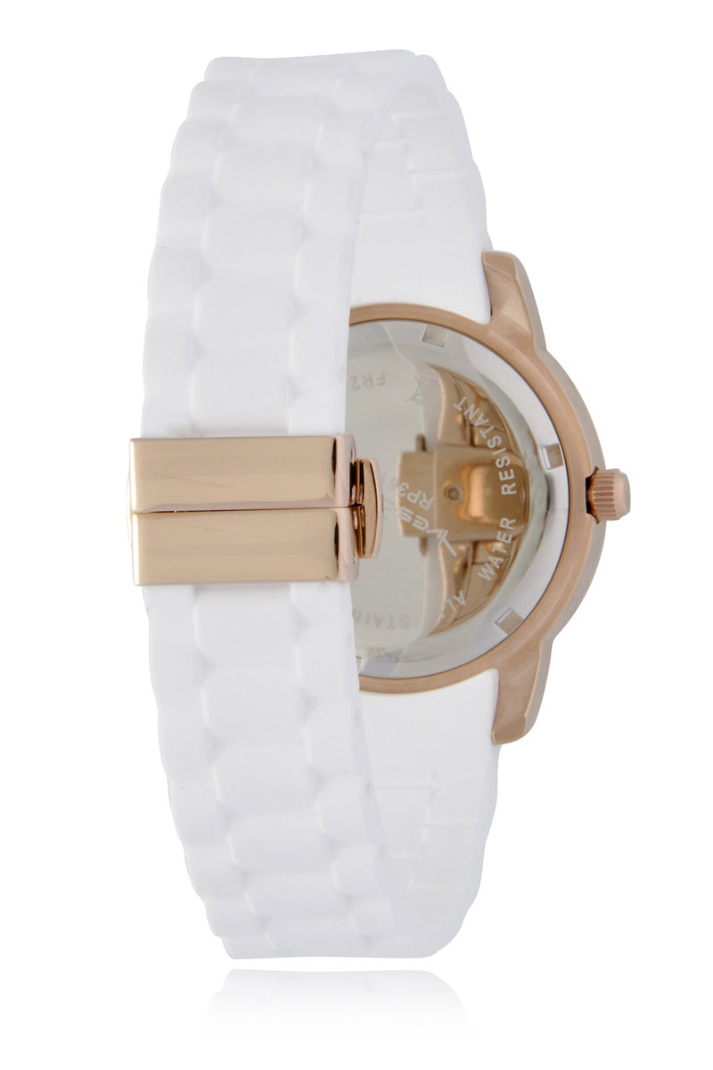 YVES BERTELIN DATE Rose Gold White Crystal Watch