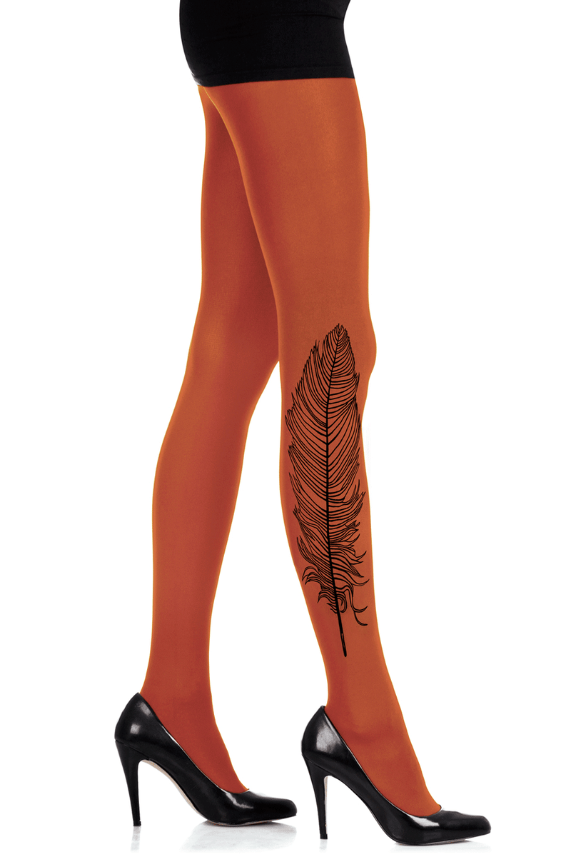 ZOHARA FEATHER Dark Orange Printed Tights – PRET-A-BEAUTE